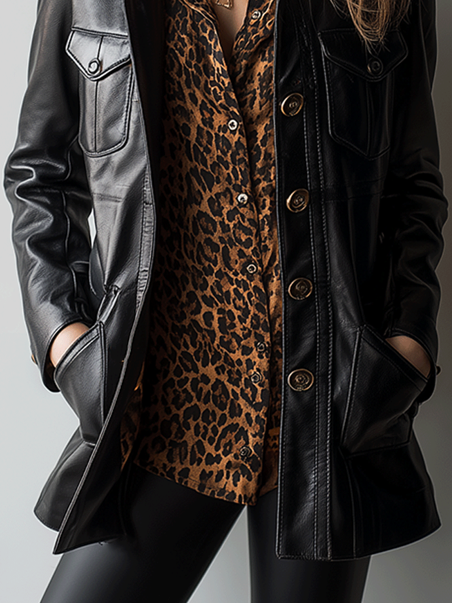 Retro Chic Leather Long Jacket