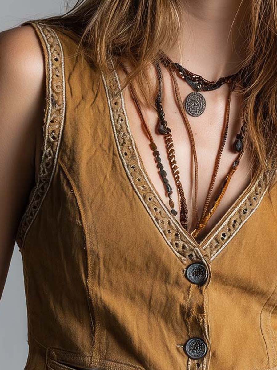 Western Bohemian Style Vintage Washed Vest