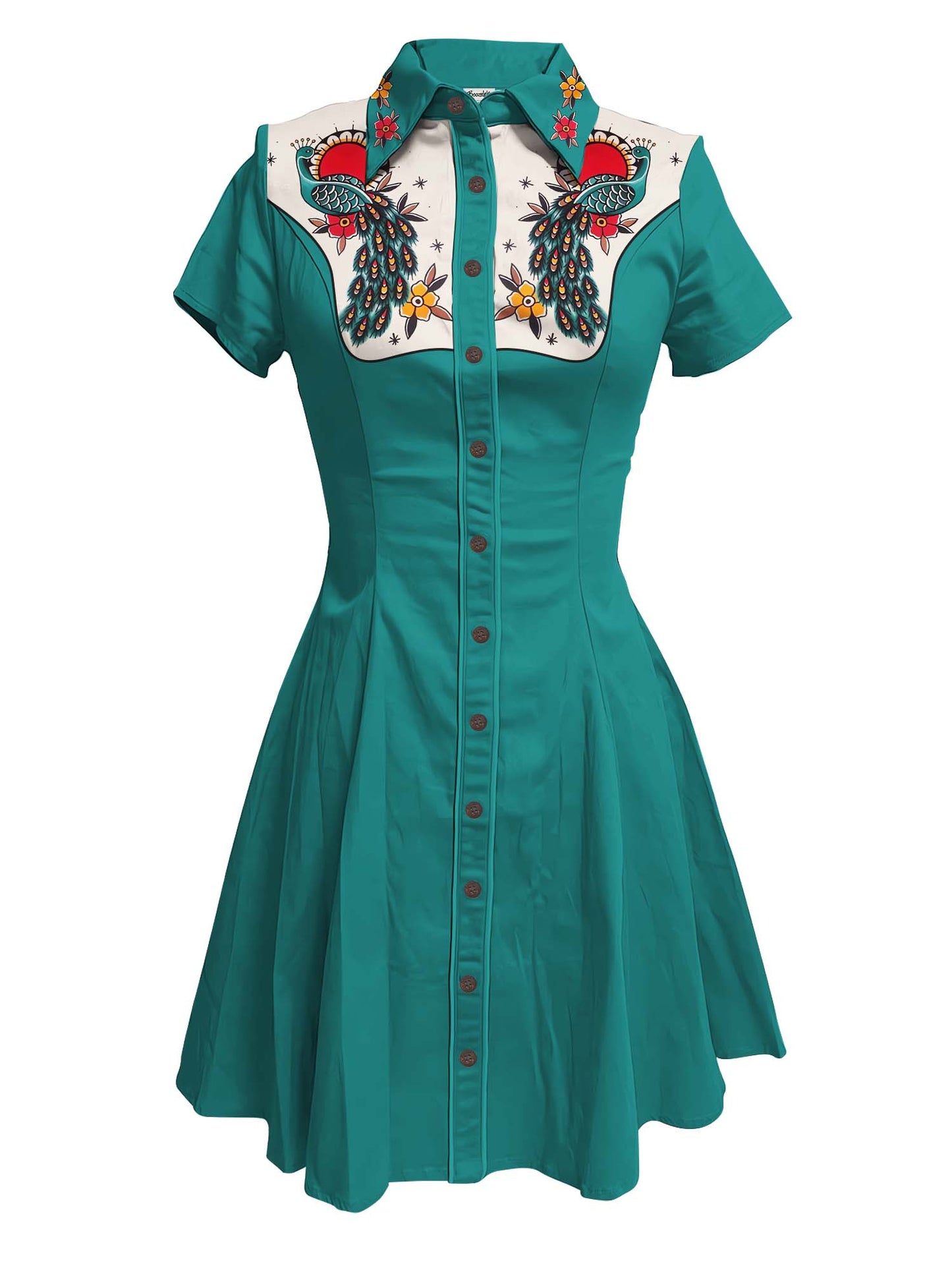 Sun And Peacock - 100% Cotton Dress
