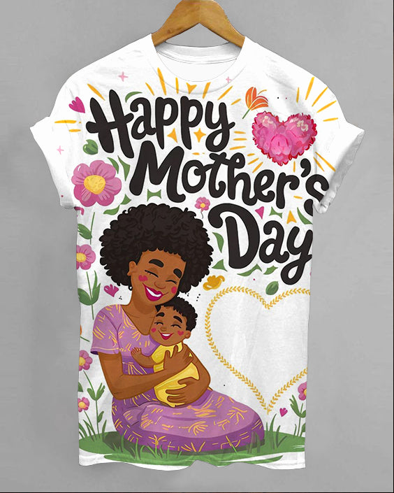 Happy Mother's Day Crew Neck Short Sleeve T-shirt