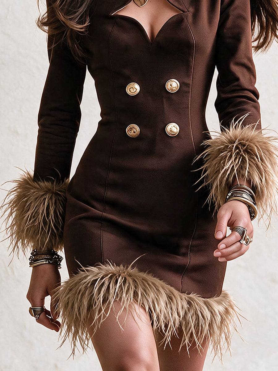 Cocoa-colored Bohemian Mini Dress