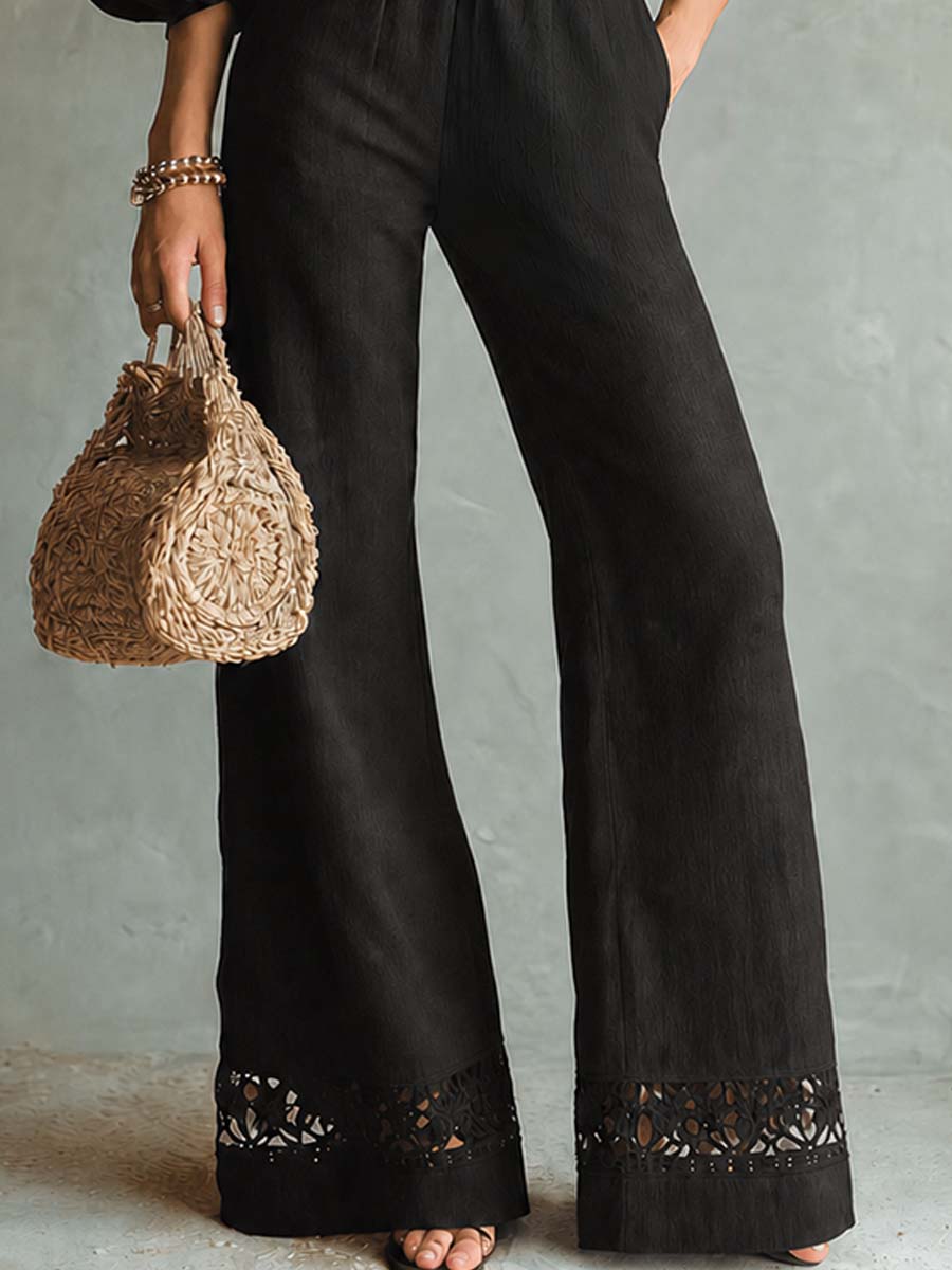 Vintage-style Cutout Lace-trim Jumpsuit