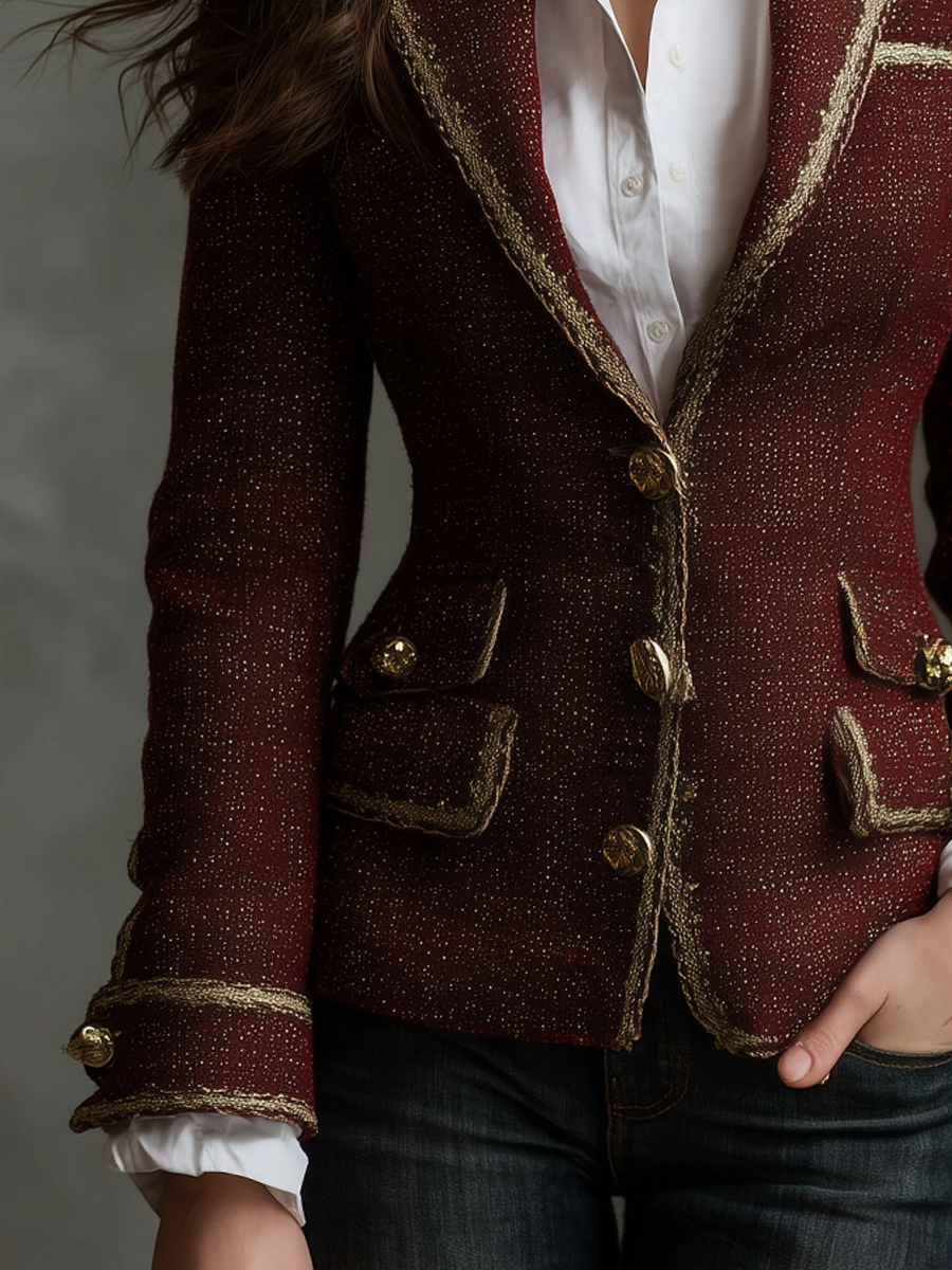 Retro Chanel Style Contrasting Color Blazer