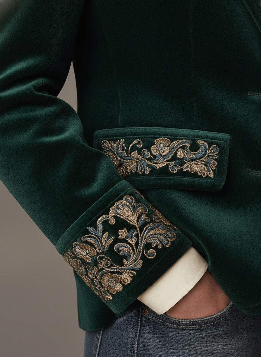 The Emerald Embroidered Velvet Blazer
