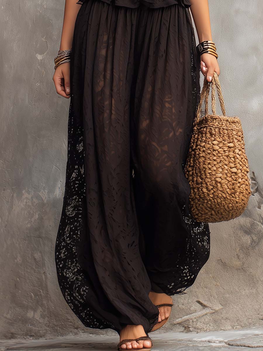 Bohemian Lace Lantern Pants Jumpsuit