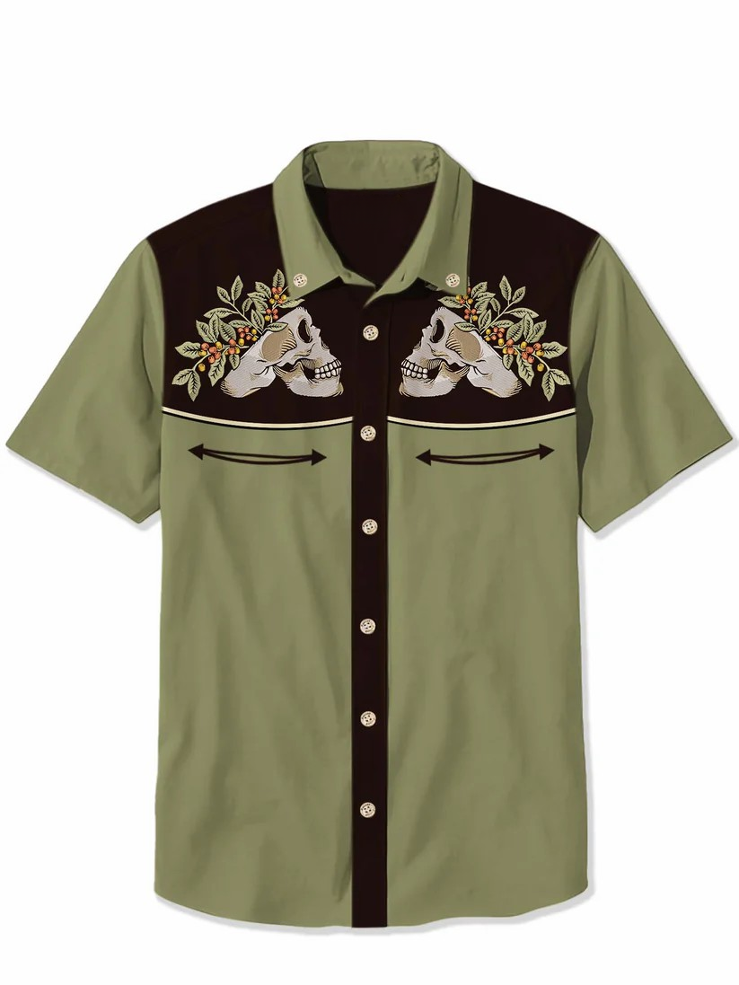 Skull And Flower - 100% Cotton Shirt