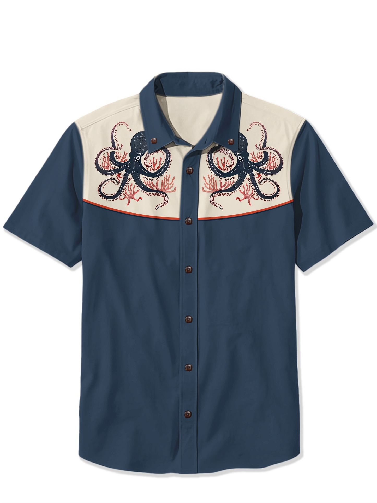 Retro Coral Octopus- 100% Cotton Shirt