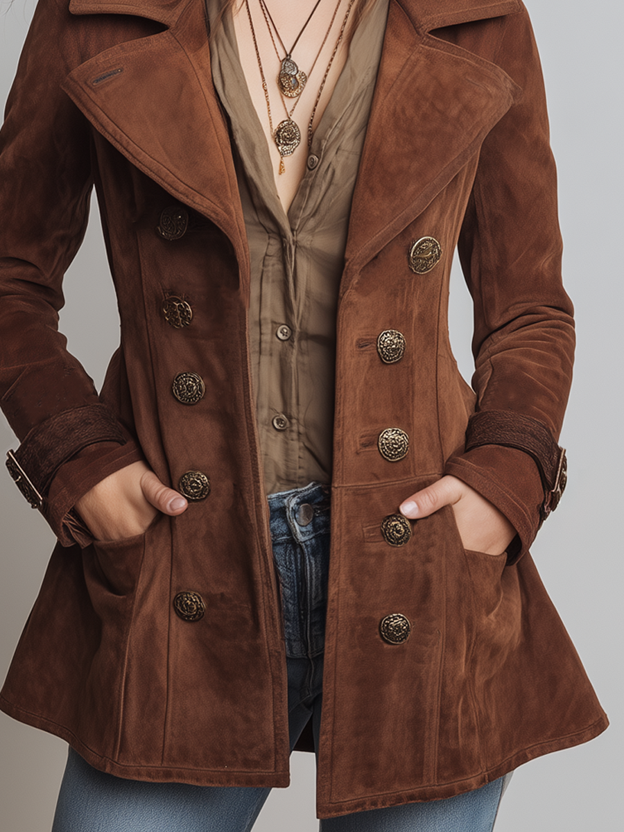 Vintage Polyester Suede Lapel Jacket