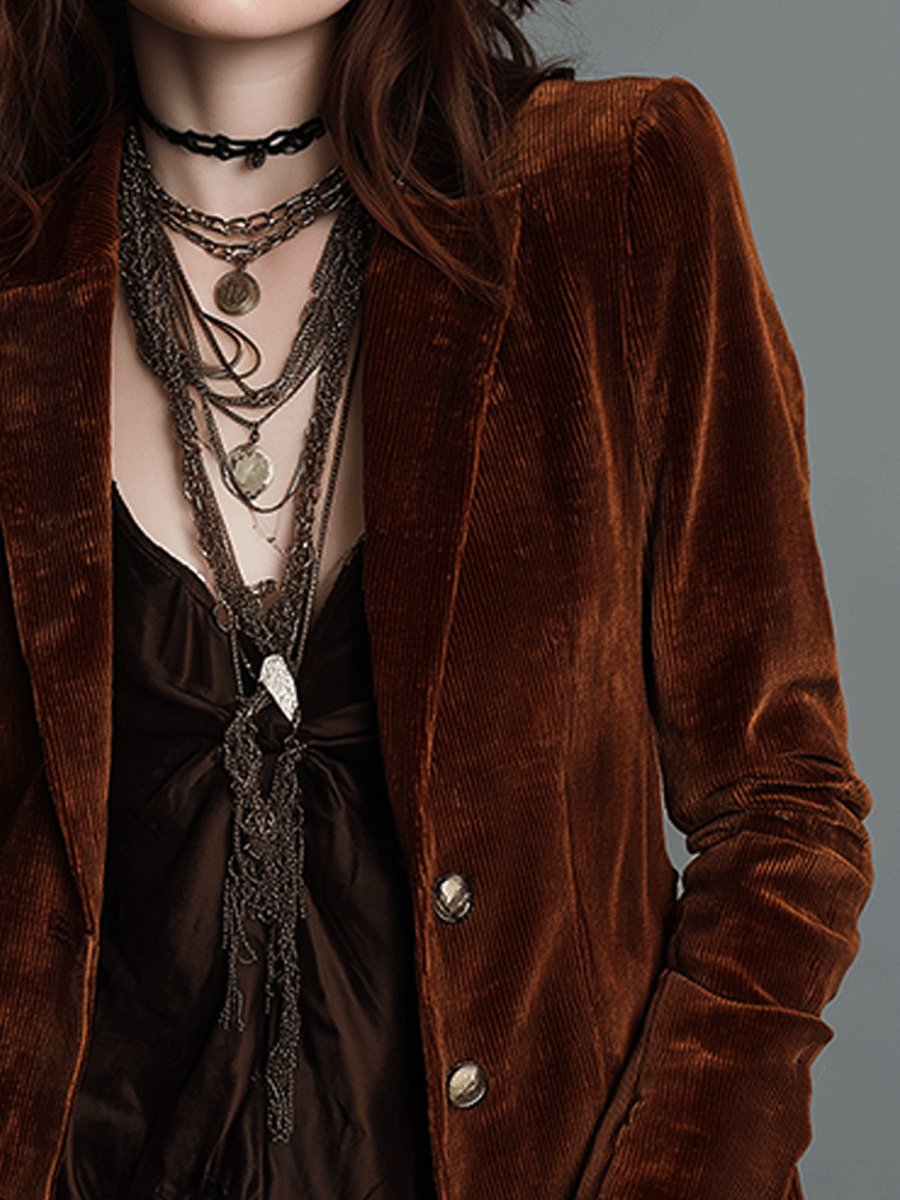 Vintage Dark Brown Velvet Blazer