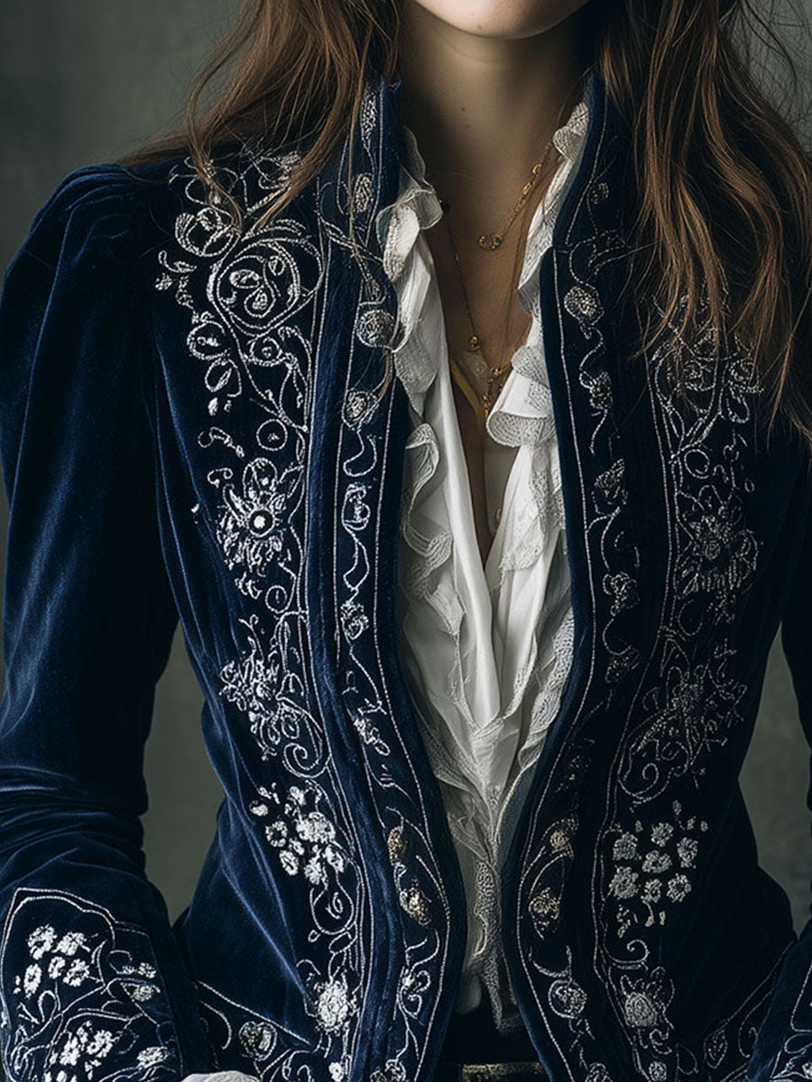 Vintage Baroque Velvet Embroidered Blazer