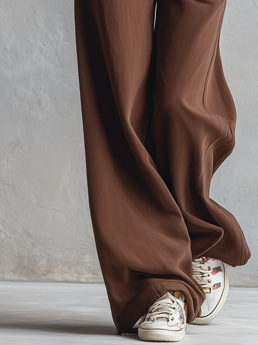 Retro Zipper Collar Sports Two-piece Set