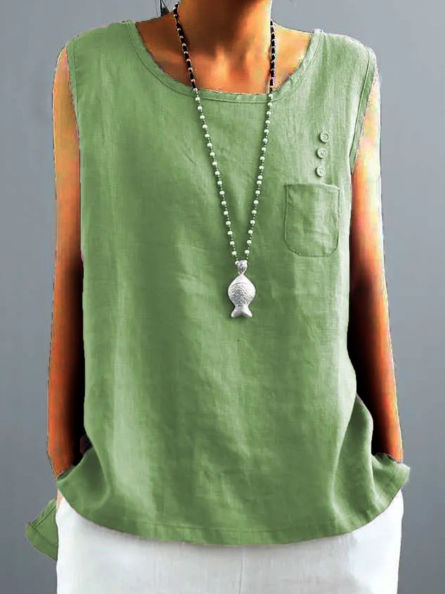 Women's Vintage Cotton Linen Solid Loose T-shirt
