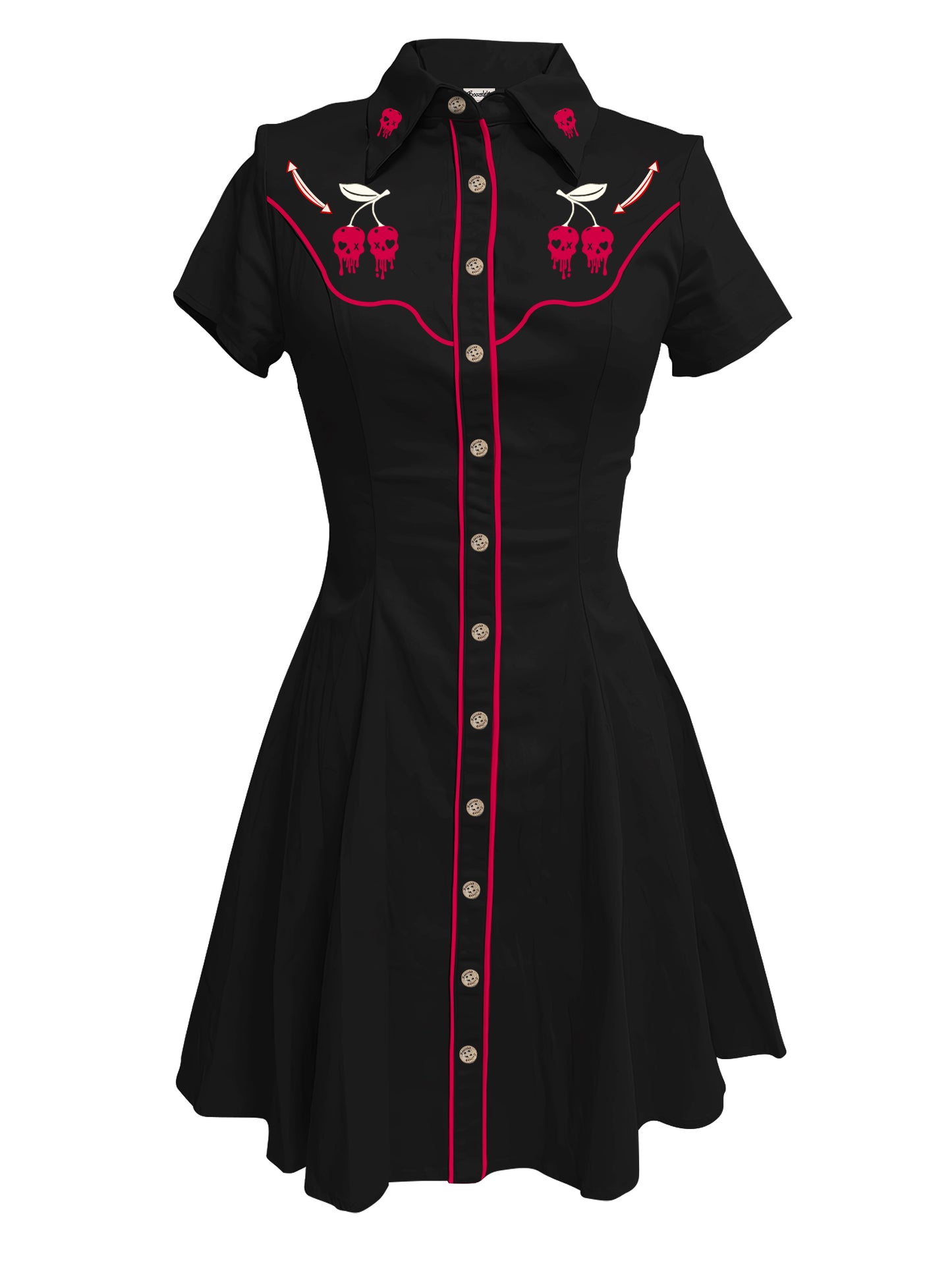 Cherry Skull - 100% Cotton Double Pocket Dress