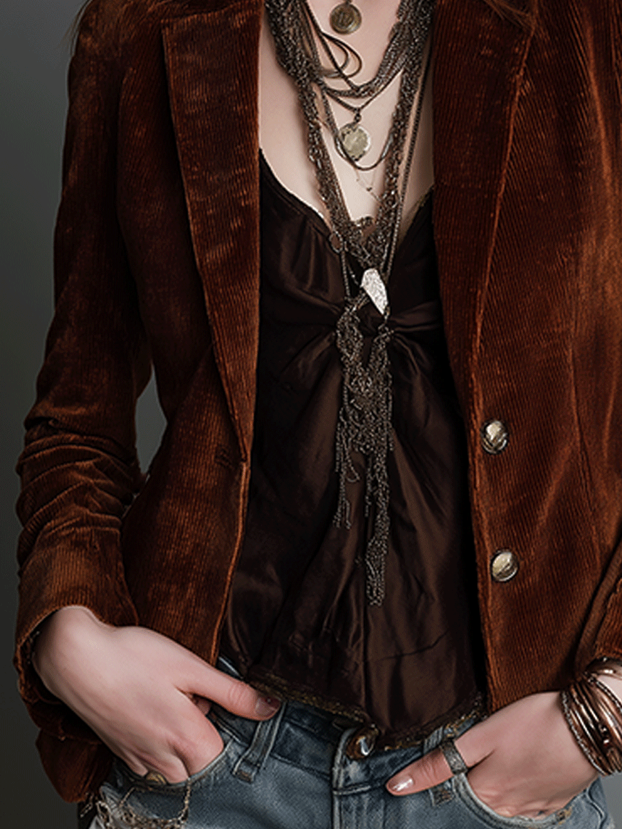 Vintage Dark Brown Velvet Blazer