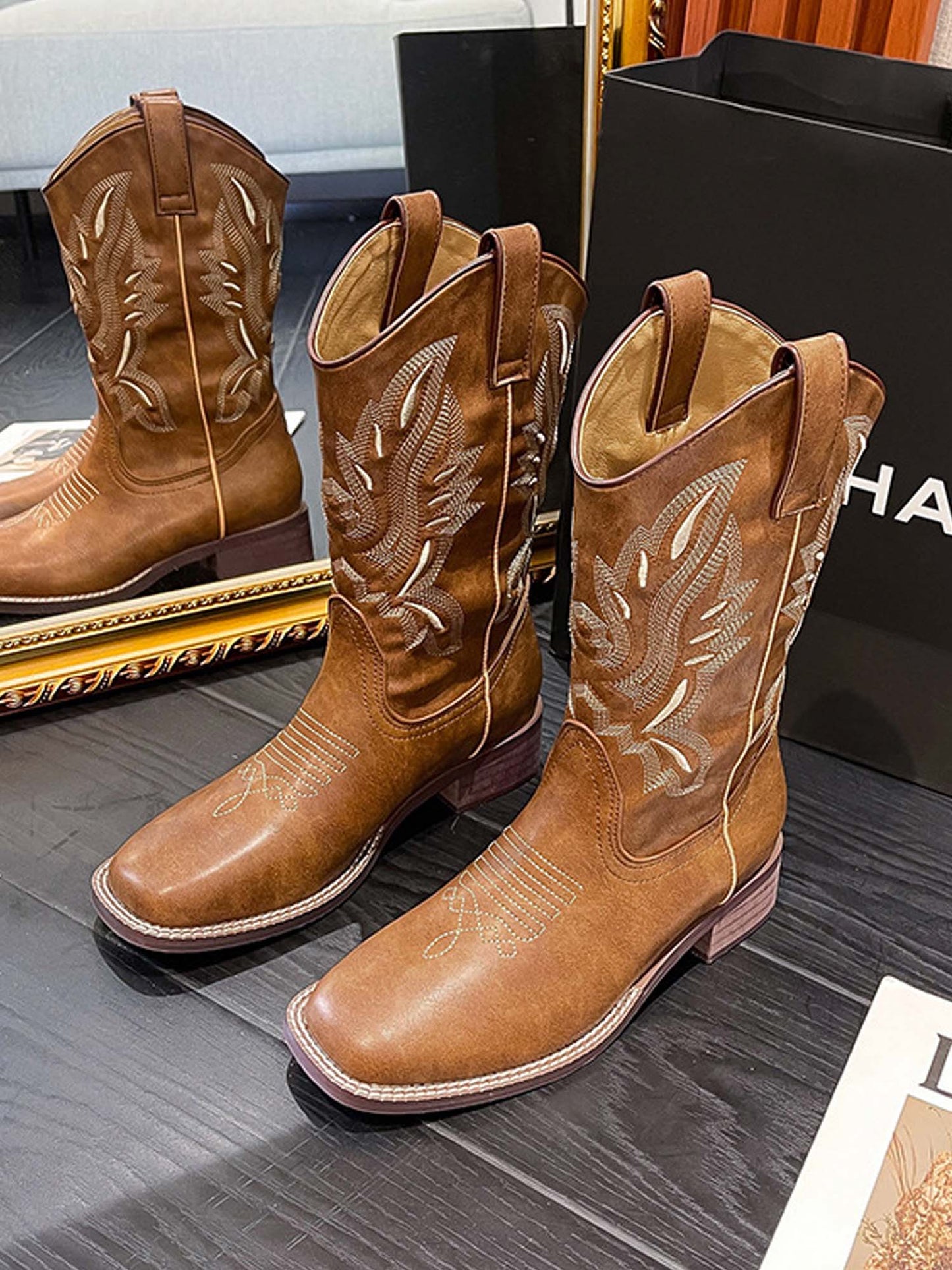 Vintage Embroidered Cowboy Boots