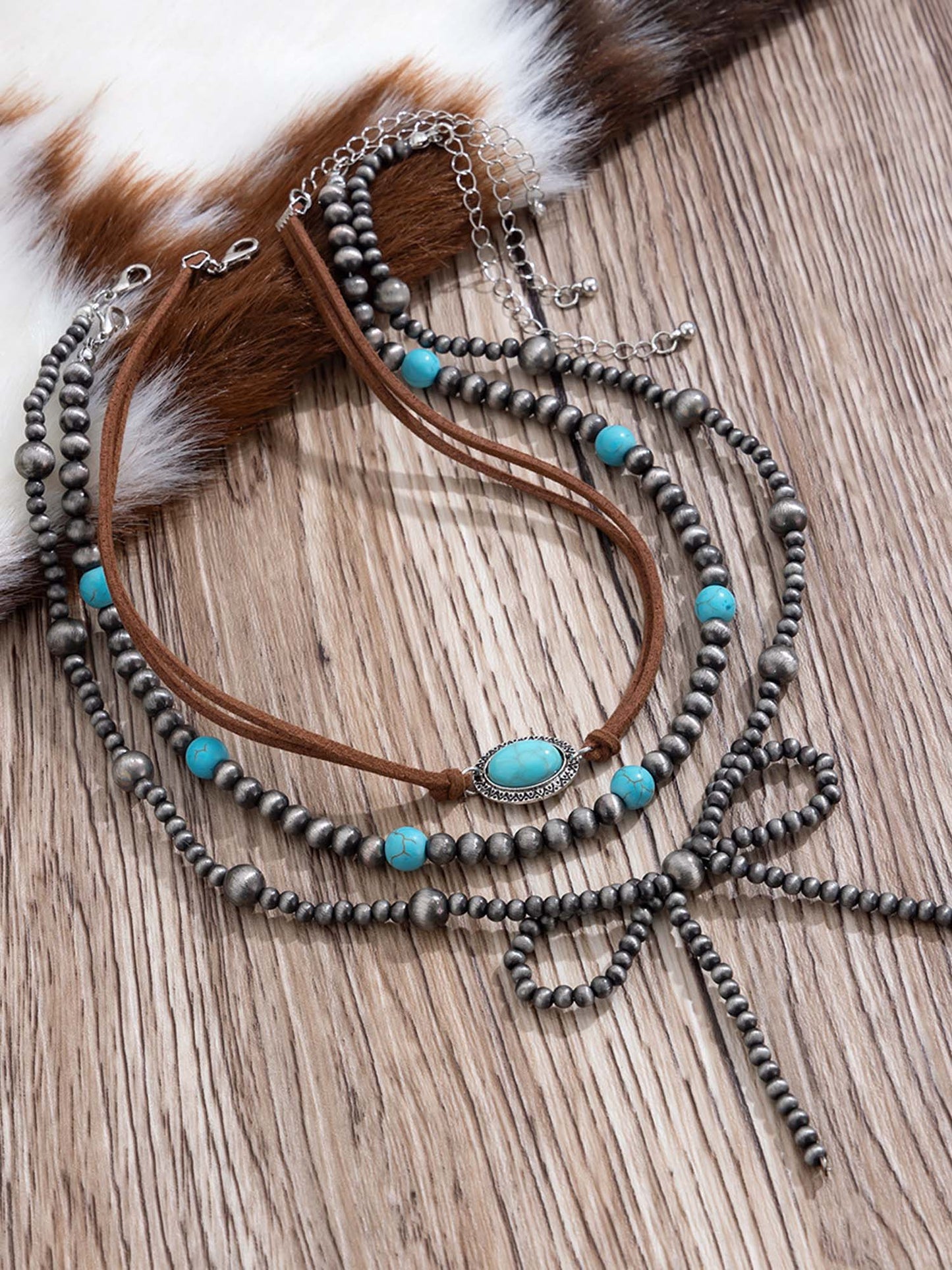 Turquoise Western Cowboy Clavicle Chain Set