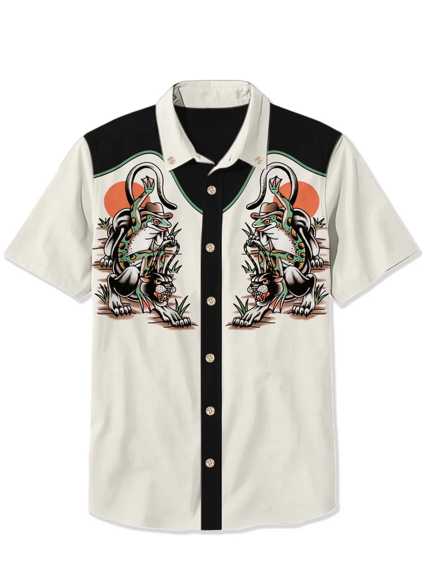 Frog Cowboy Riding A Leopard - 100% Cotton Shirt