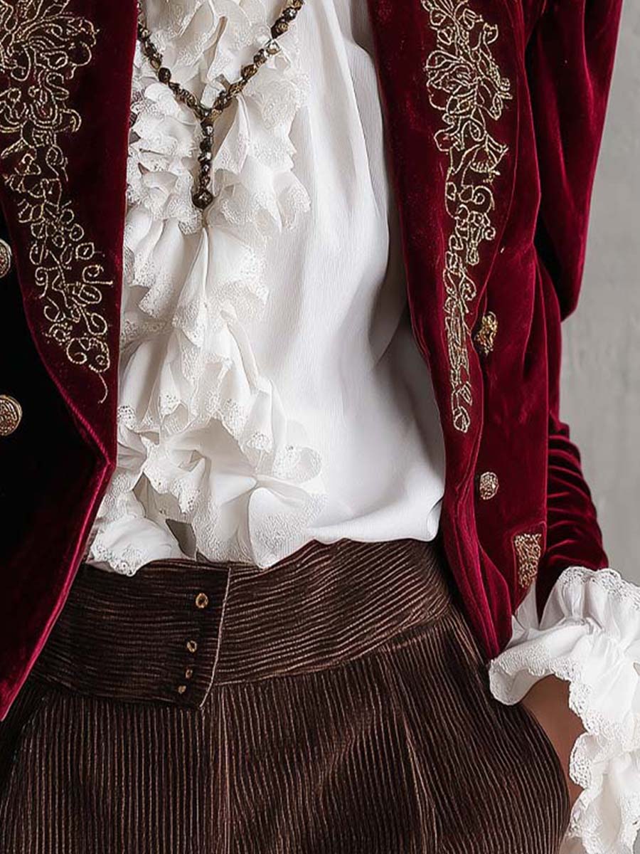 Baroque Embroidered Polyester Velvet Blazer