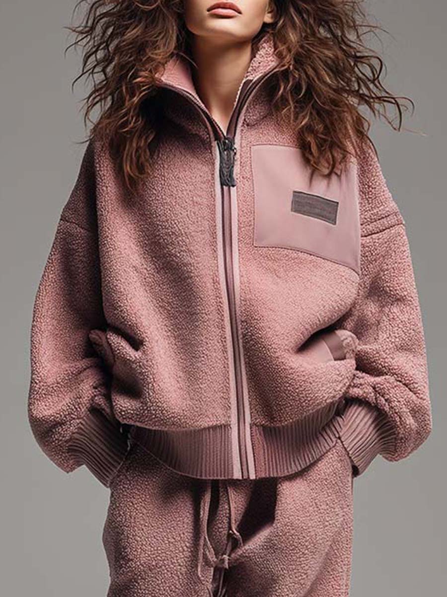Oversized Lilac Teddy Wool-blend Tracksuit