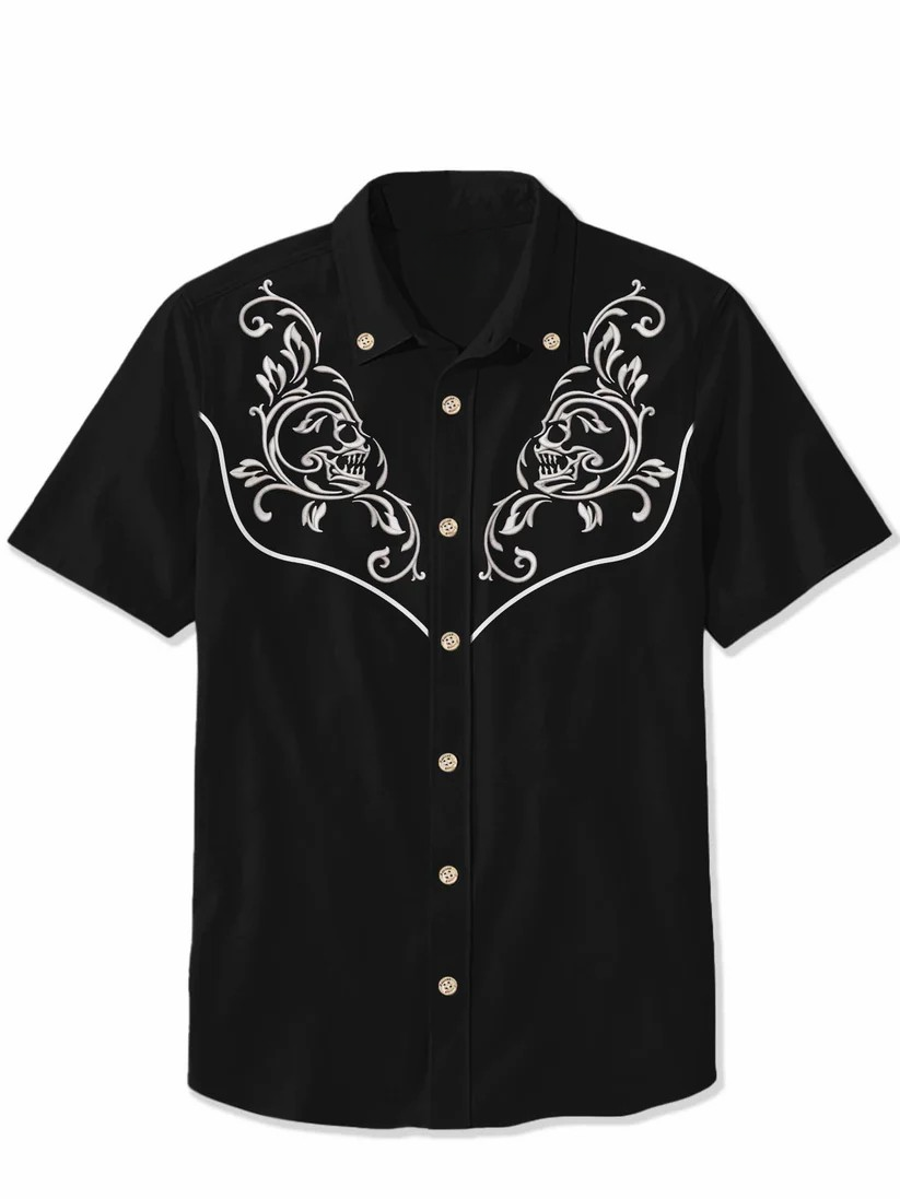 Skull And Flower - 100% Cotton Shirt