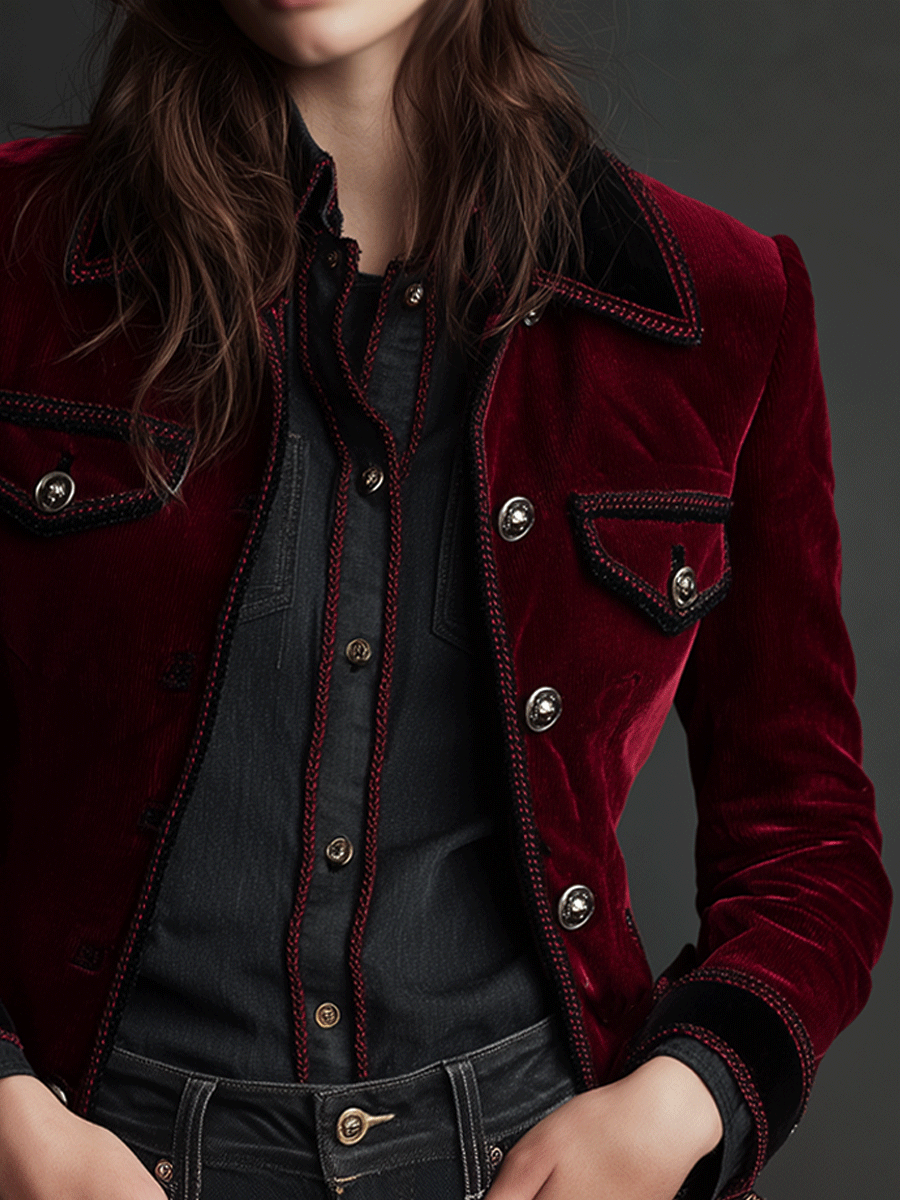 Baroque Contrast-Trimmed Velvet Jacket