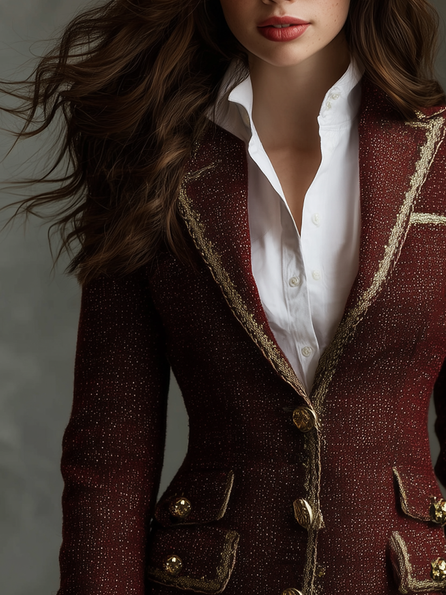 Retro Chanel Style Contrasting Color Blazer