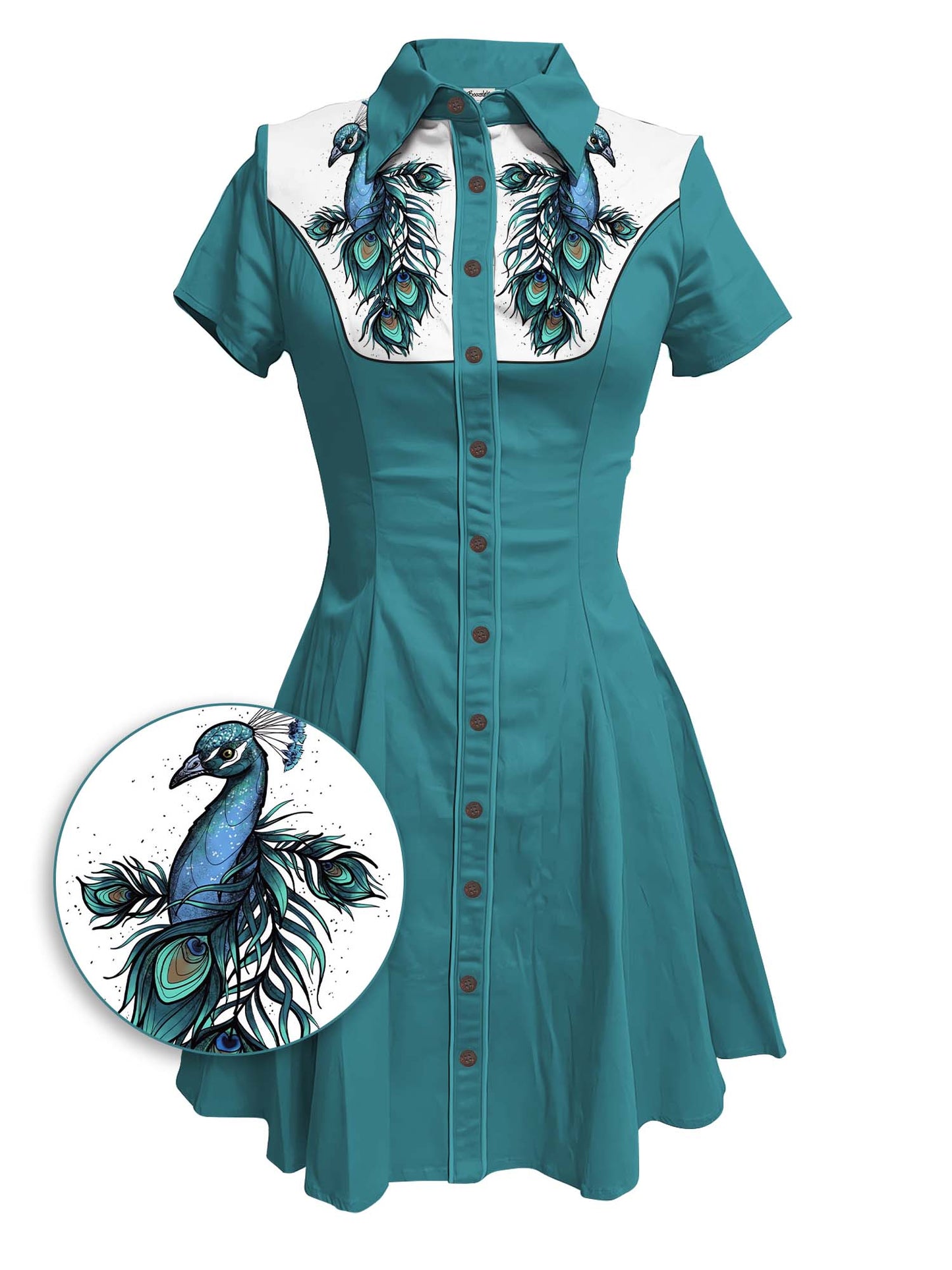Peacock Feather - 100% Cotton Dress