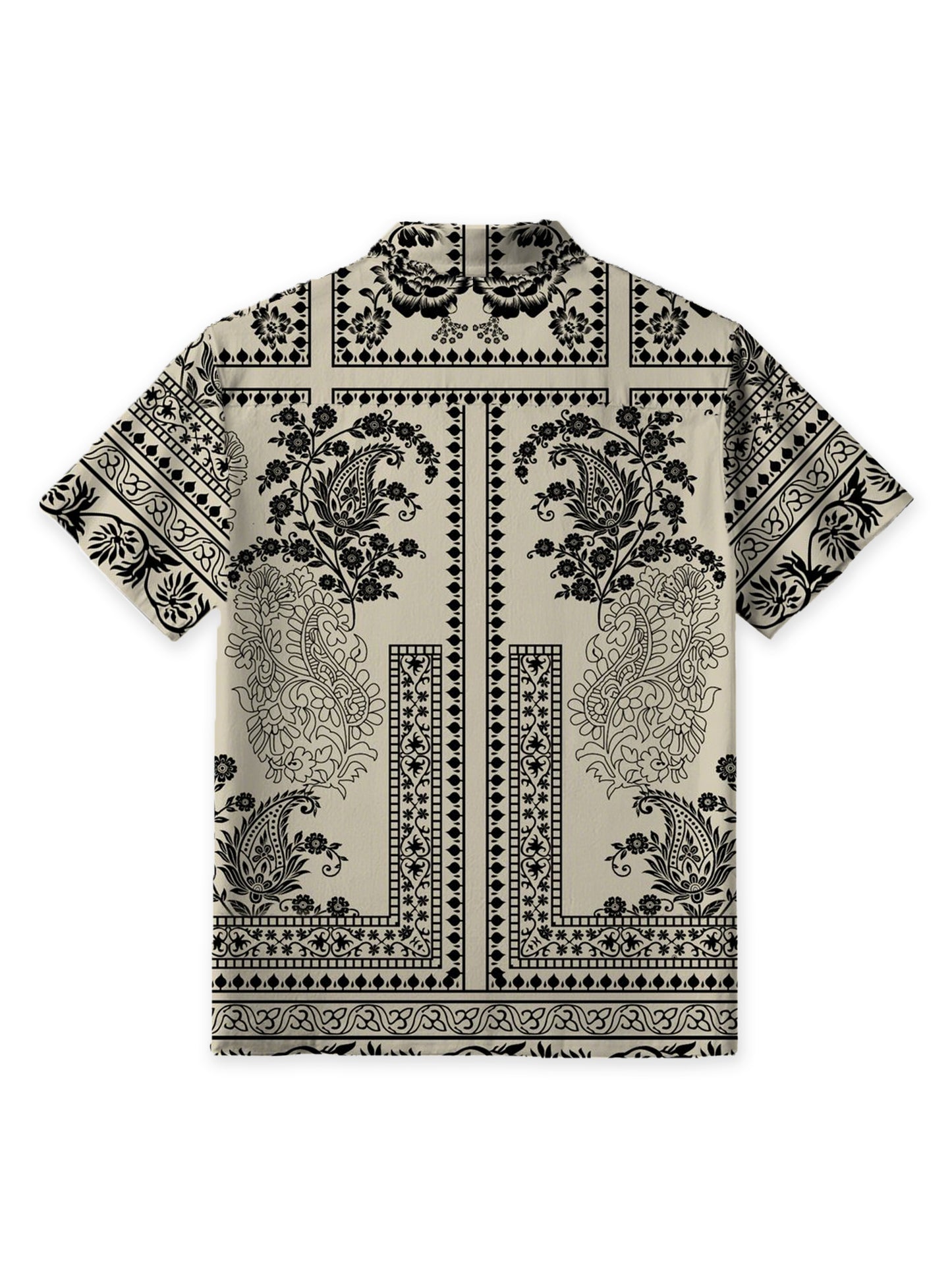 Retro Pattern - 100% Cotton Cuban Collar Shirt