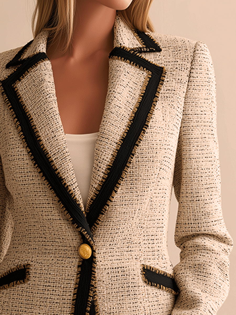 Vintage Tweed Cream Gold Button Jacket
