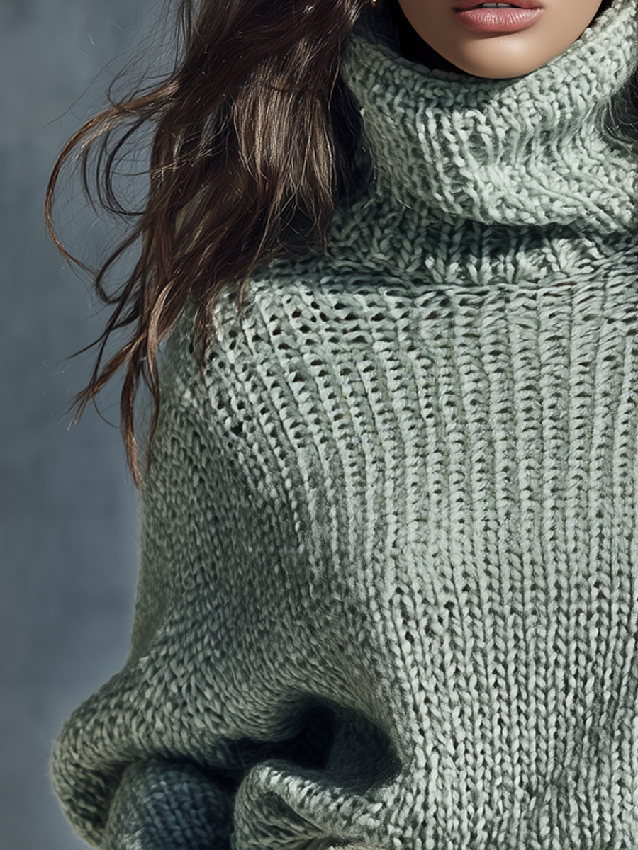 Vintage High-neck Loose Knit Sweater