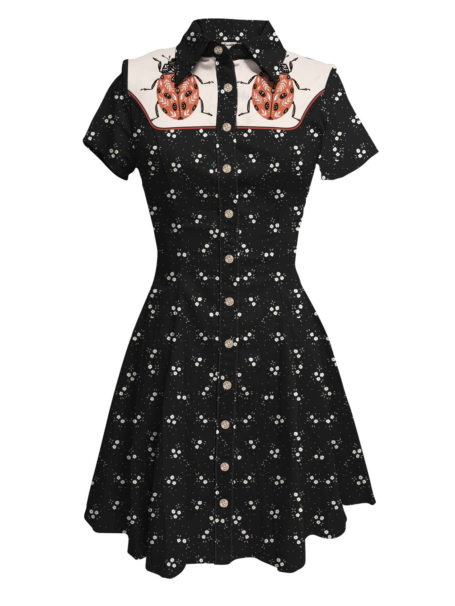 Ladybug And Flower - 100% Cotton Dress