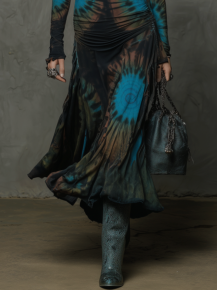 Vintage Bohemian Exquisite Tie-Dye Mysterious Maxi Dress