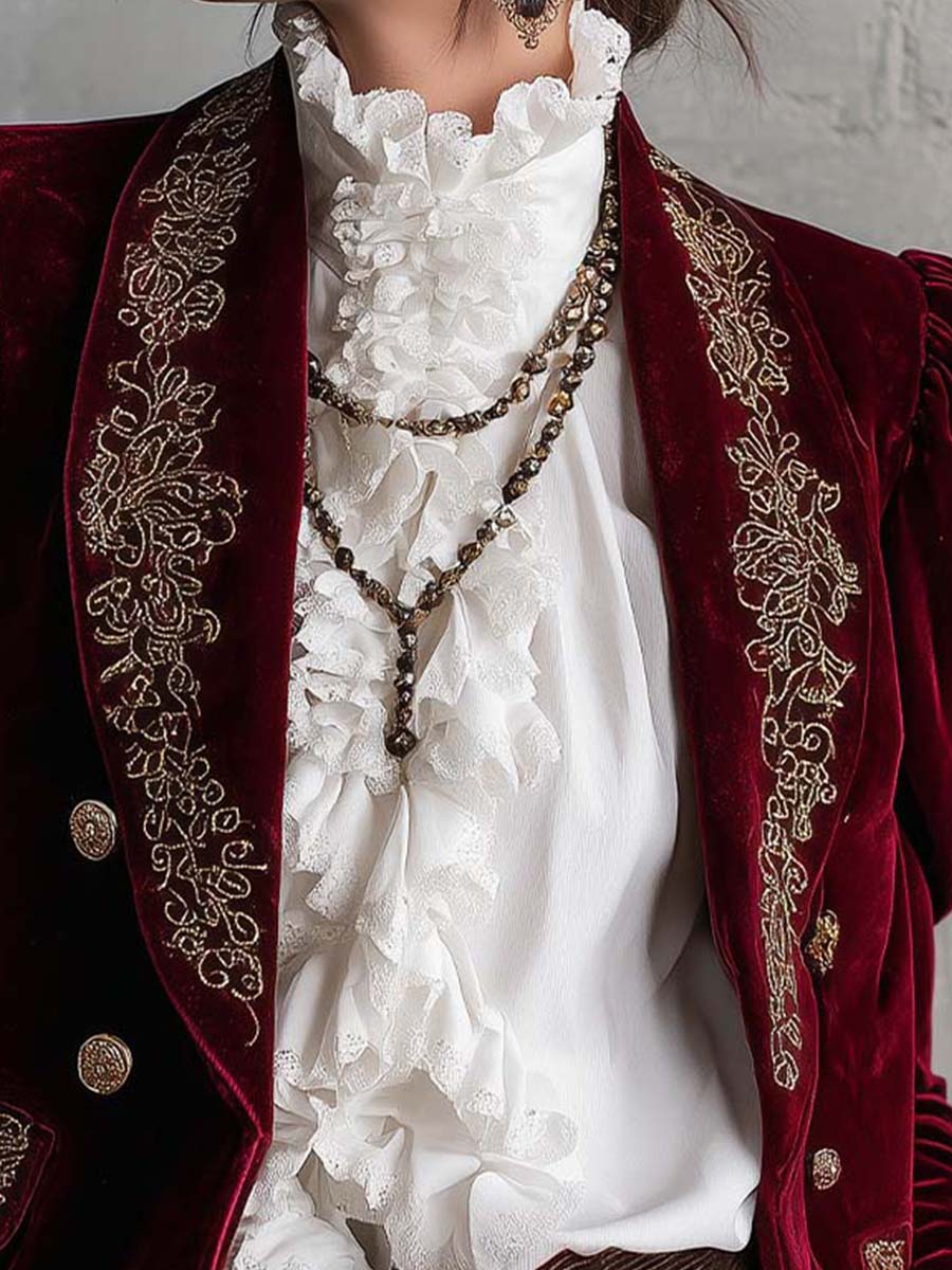 Baroque Embroidered Polyester Velvet Blazer