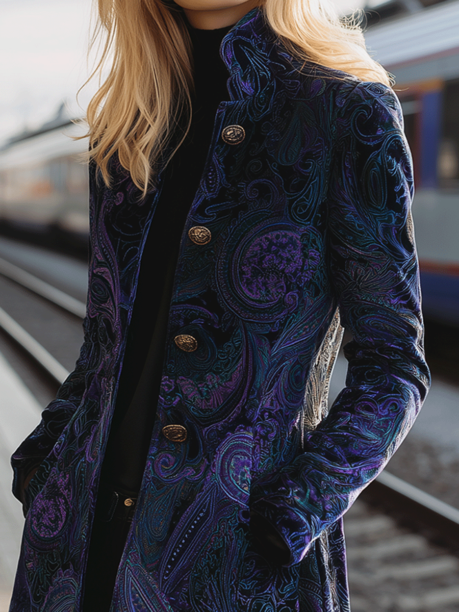 Heritage Paisley Velvet Long Coat