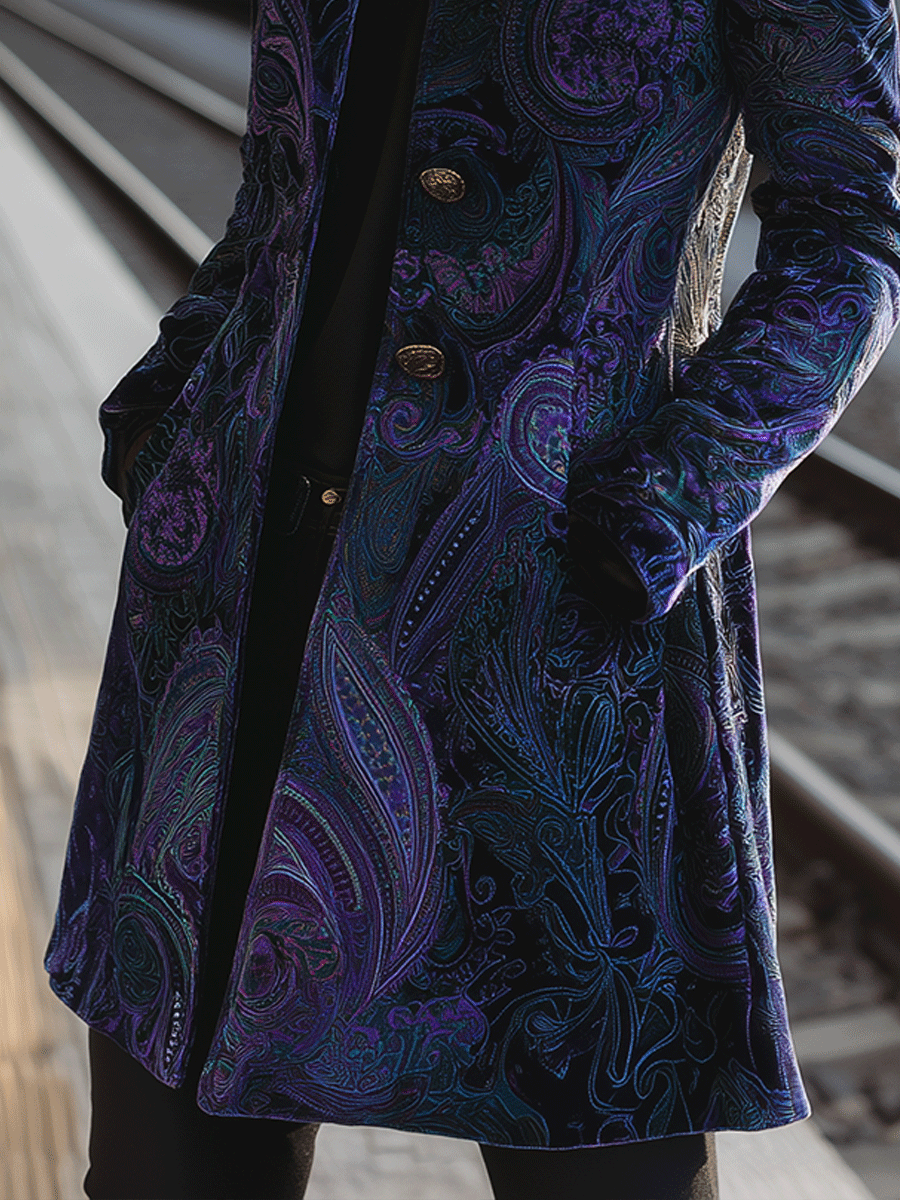 Heritage Paisley Velvet Long Coat