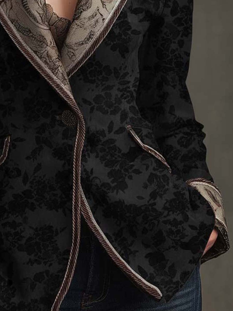 Vintage Floral Jacquard Woven Blazer