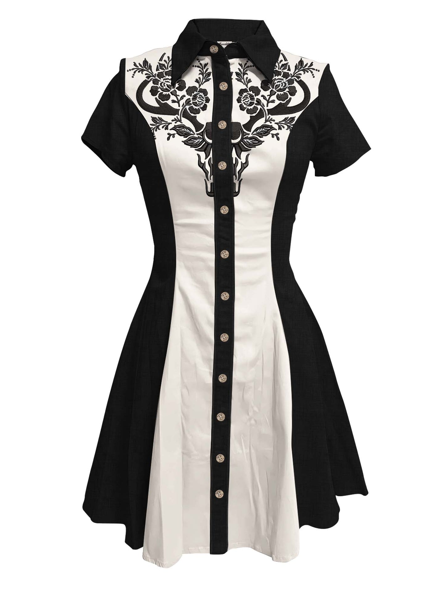 Sheep's Head Skull And Flowers - 100% Cotton Dress