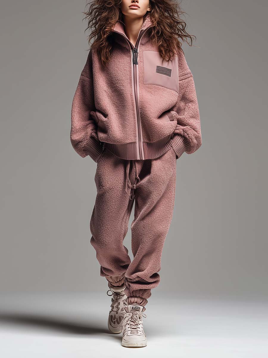 Oversized Lilac Teddy Wool-blend Tracksuit