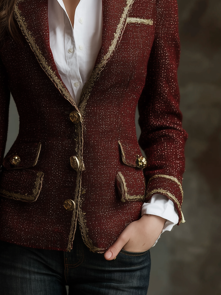 Retro Chanel Style Contrasting Color Blazer