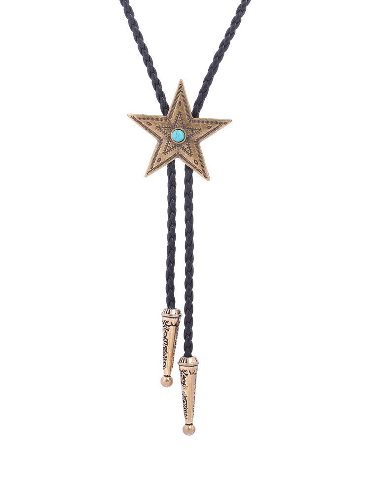 Indian Five-Pointed Star Celtic Pattern Bolo Tie