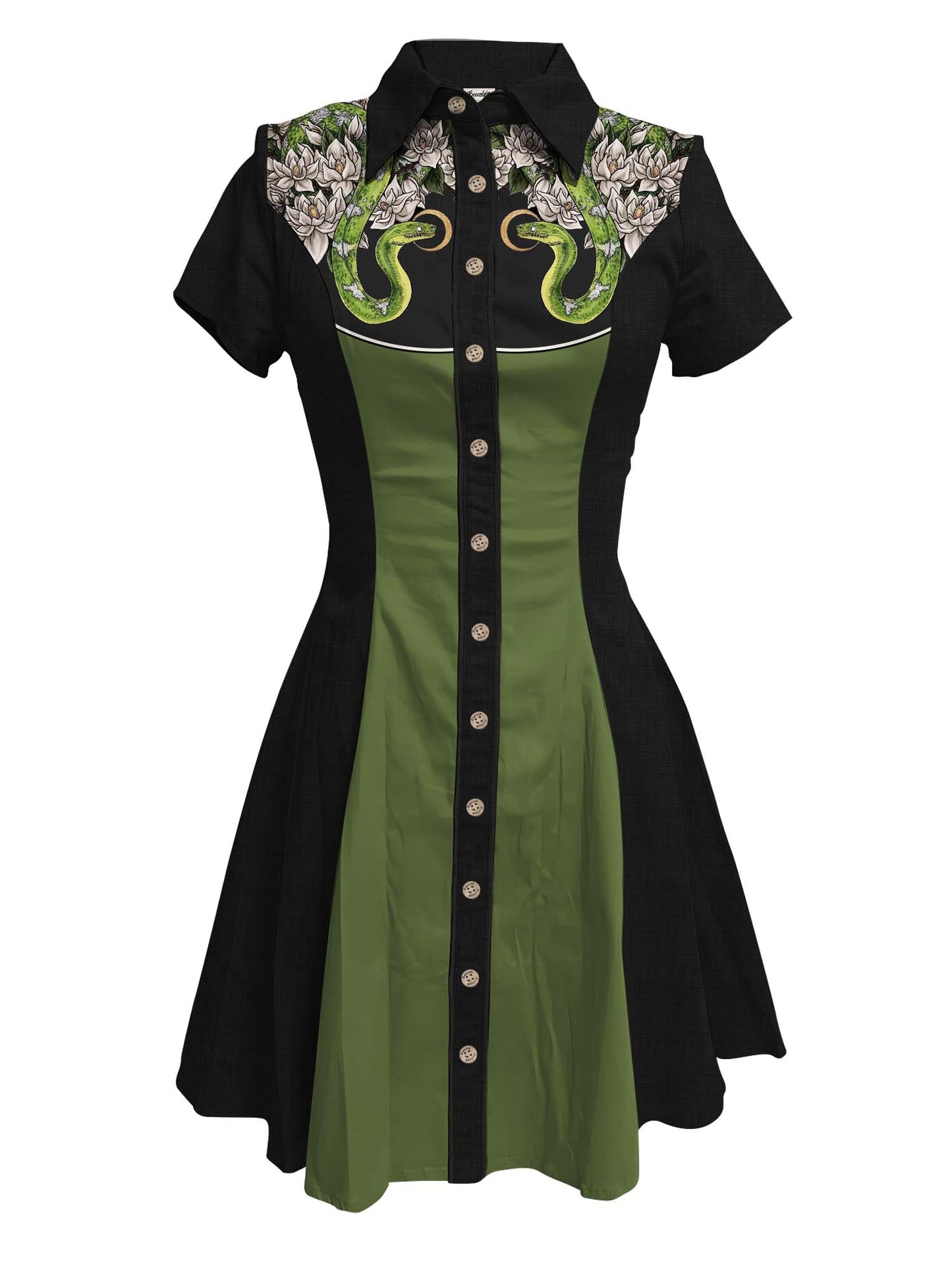 Snake And Flowers - 100% Cotton Dress