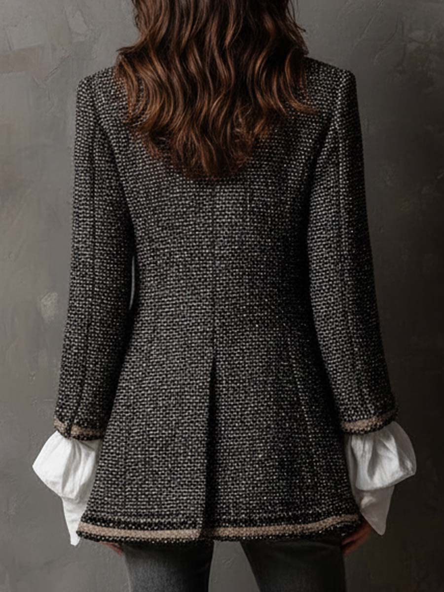 Vintage Tweed Double-Breasted Blazer – Parisian Noir