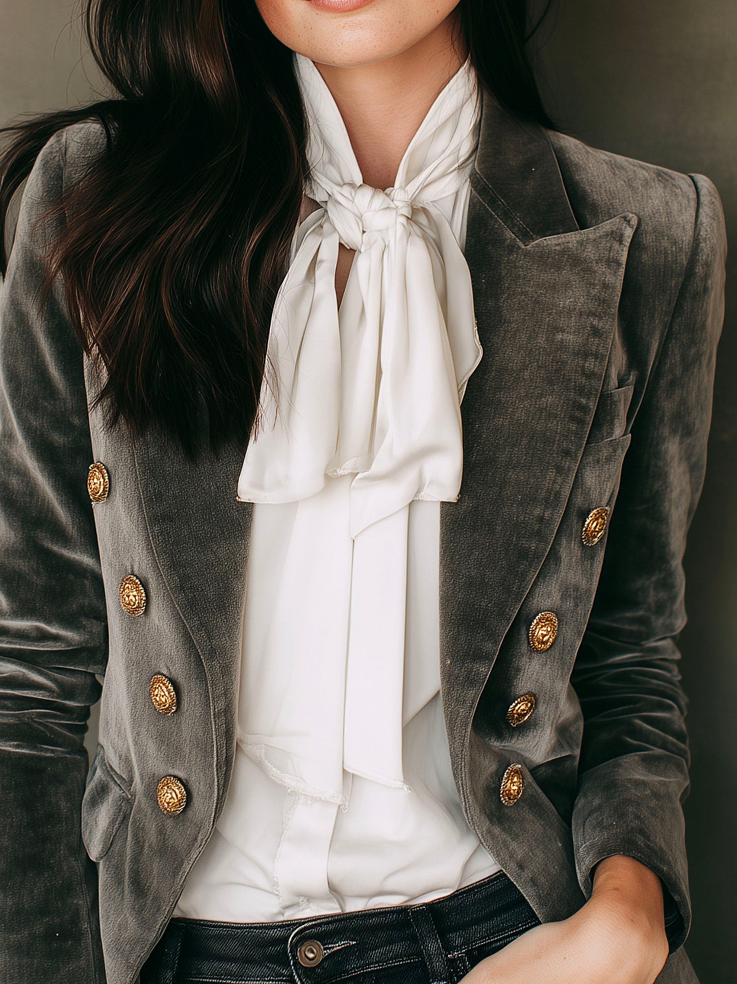 Vintage Velvet Double-Breasted Tailored Blazer