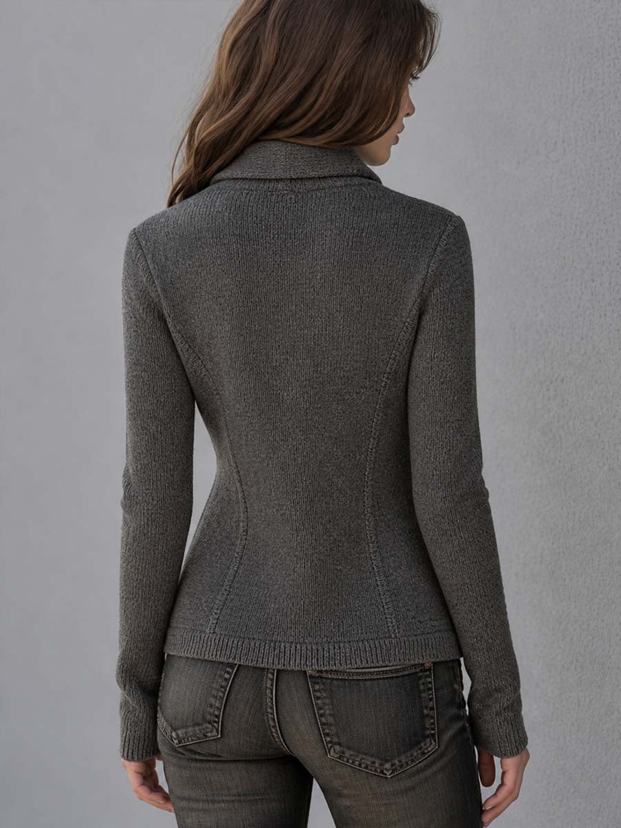 Vintage Asymmetric Button-up Knit Cardigan