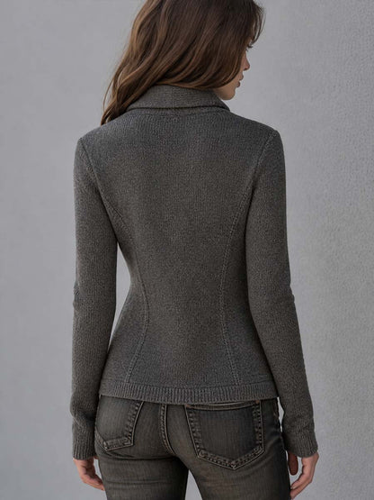 Vintage Asymmetric Button-up Knit Cardigan