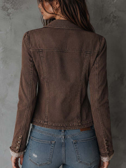 Vintage Buttons Lapel Neck Denim Jacket