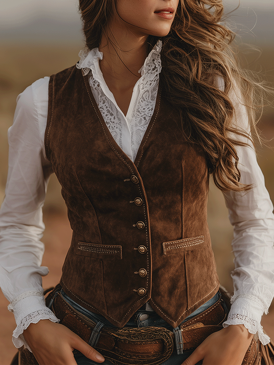Vintage Brown Faux Suede Vest