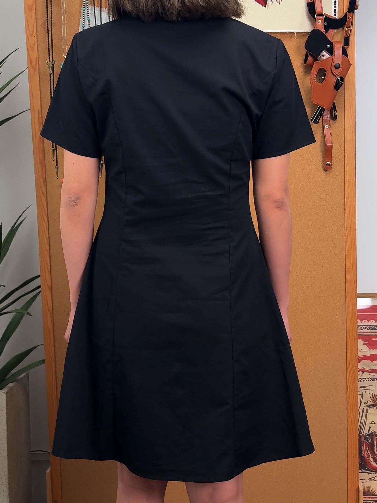 [Embroidery]Skeleton Crow Head And Flower - 100% Cotton Dress
