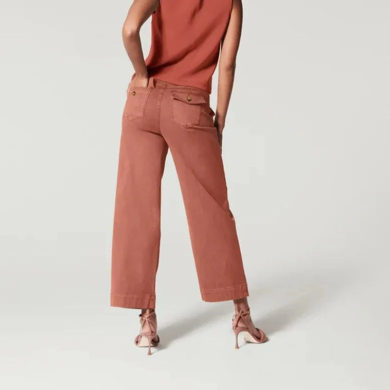 Stretch Twill Cropped Wide Leg Pant