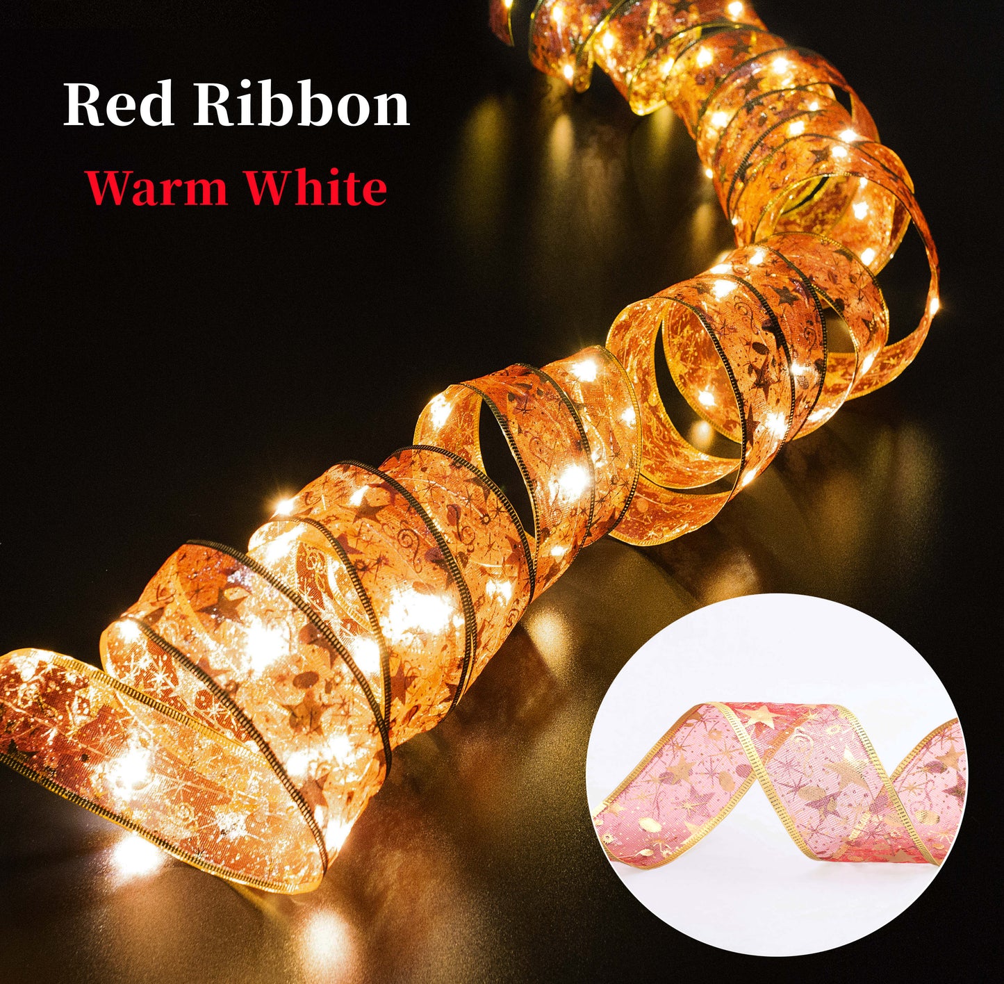 2022 🎀Ribbon led lights 🌲Christmas tree decoration ribbon 🌲(always on) Holiday/Christmas decorations 💡